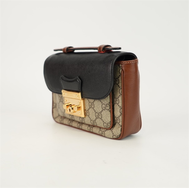 Túi GG nâu nắp đen 20cm TB+
