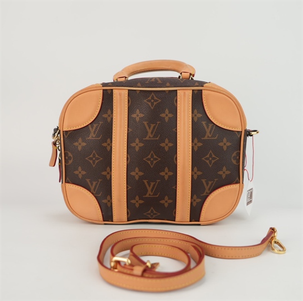 Túi LV hoa nâu viền vàng 4 góc s25++