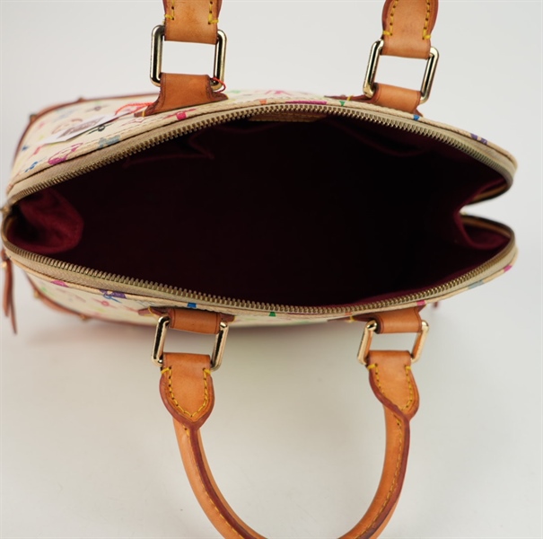 Túi LV hoa màu viền nâu đính đinh tán s32++