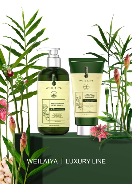 Bộ Dầu Gội Xả Chiết Xuất Gừng Weilaiya 420ml+200ml Mẫu Mới - XANH