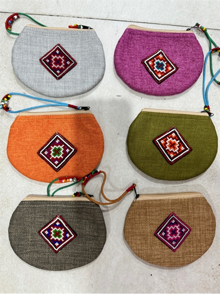 Ví sò vải thô ô thêu tay - Embroidery purse - Usd 1.8