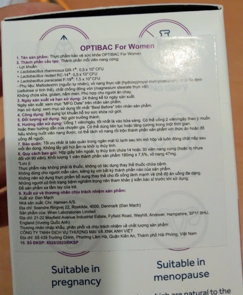 Optibac For Women (Bổ sung lợi khuẩn hỗ trợ sức khoẻ nữ giới) (Lọ 30 viên) - Đan Mạch 2