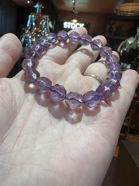 Vòng tay thạch anh tím kim cương +