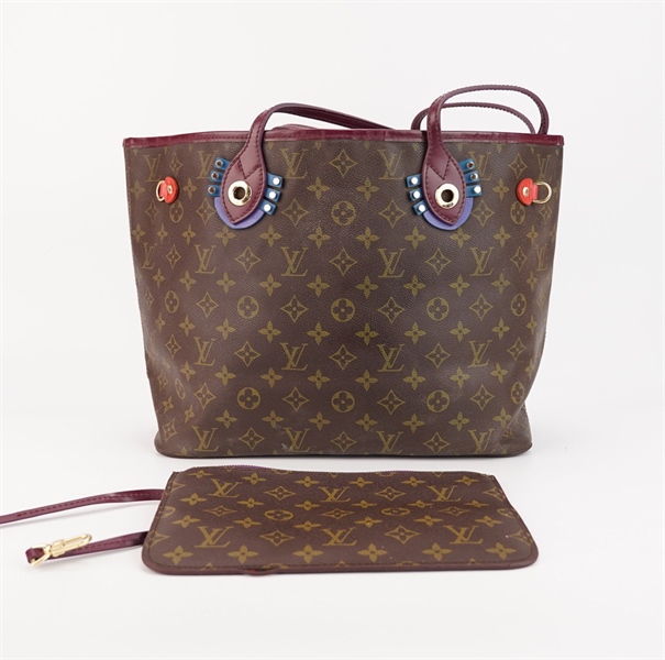 Túi LV NeverFull hoa nâu viền tím kèm ví s45 KG++