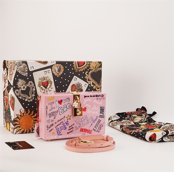 Túi D&G hộp chữ nhật màu hồng S18 KG+