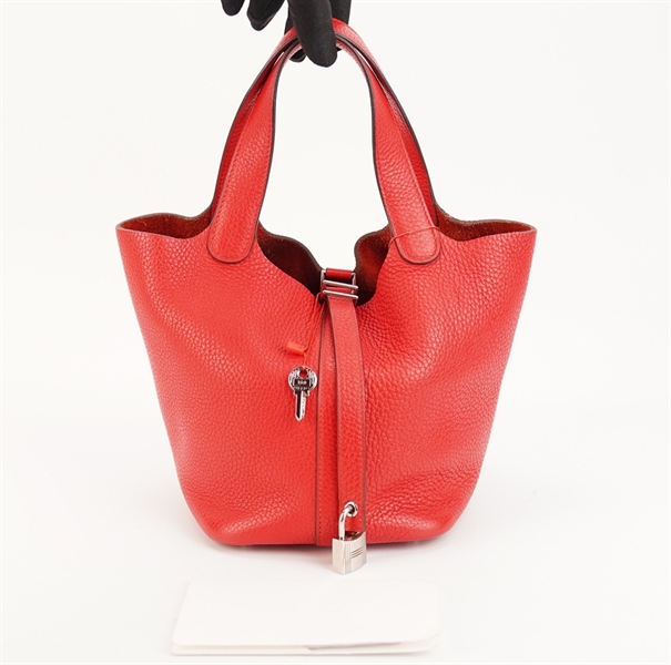 Túi Hermes đỏ có ổ khóa KG+