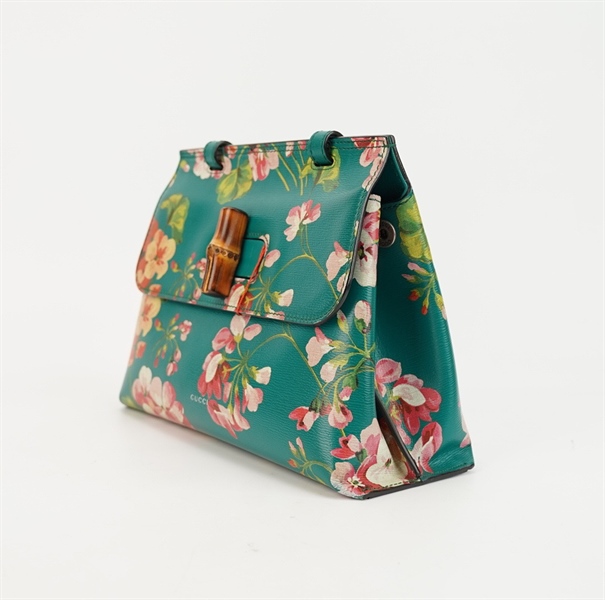 Túi GG nền xanh lá in hoa size 25 +