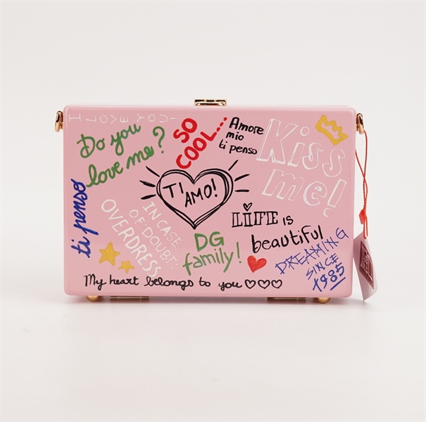 Túi D&G hộp chữ nhật màu hồng S18 KG+