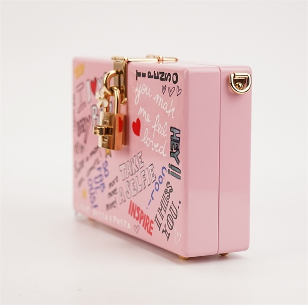 Túi D&G hộp chữ nhật màu hồng S18 KG+