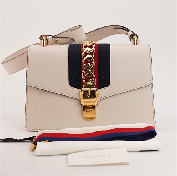 Túi GG trắng phối dây xích S25 KG+
