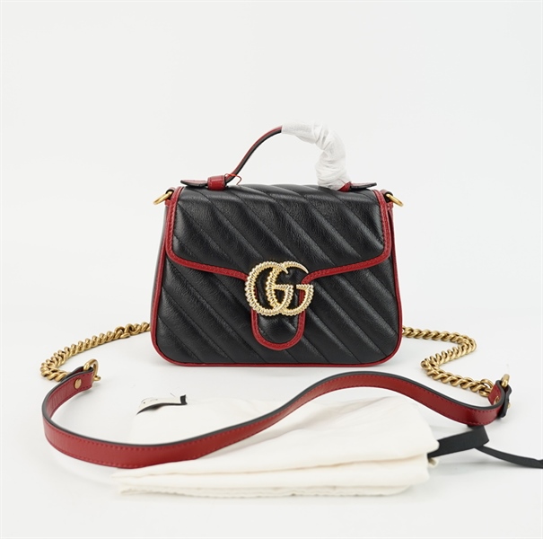 Túi GG Marmont đen viền đỏ S20 TB+