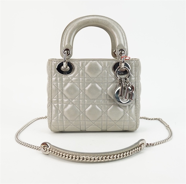 Túi Dior Lady màu xám sz mini (15-BO-1116) (TB) +
