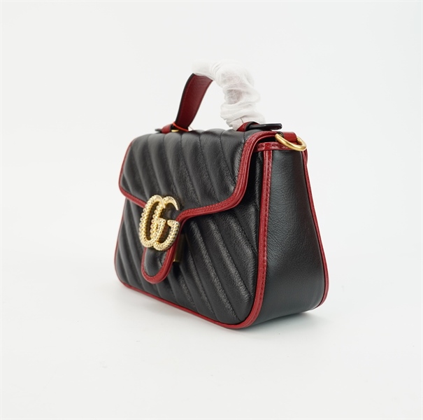 Túi GG Marmont đen viền đỏ S20 TB+