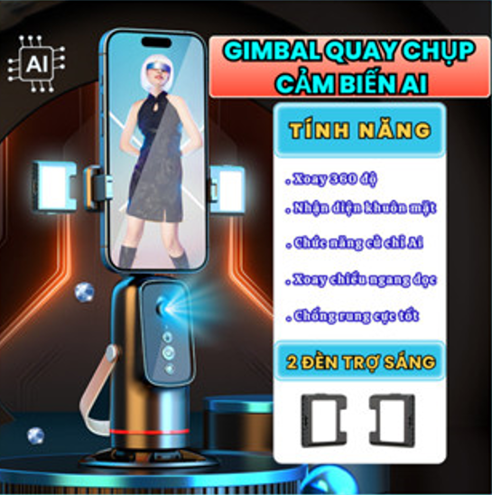 Gimbal Ai Q03 - 2 Đèn Led