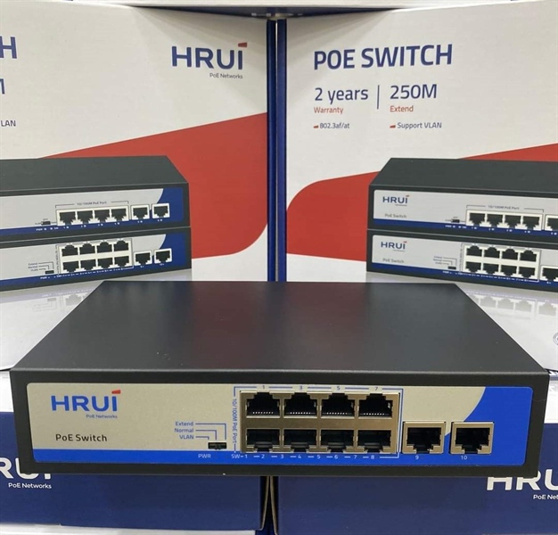 Switch PoE HRUI 8 ports + 2 uplinks HR902-AF-82N