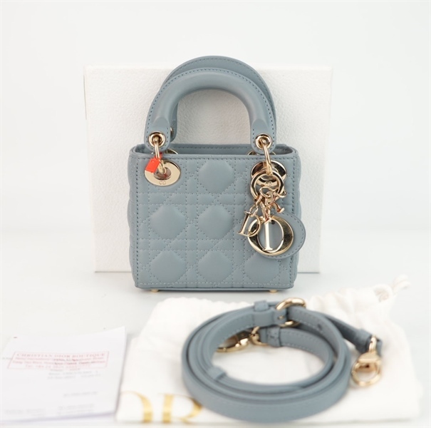 Túi Dior Lady micro màu xám +