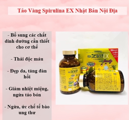 Tảo vàng cao cấp Spirulina EX Nhật Bản 2000 viên