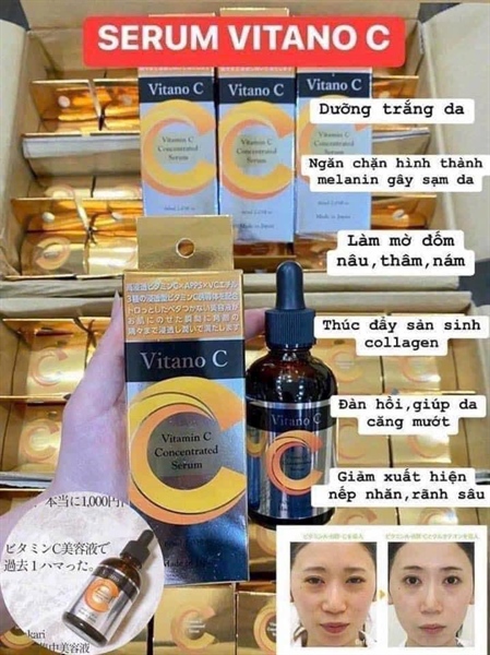 Serum Vitano C trắng da mờ thâm Nhật Bản 60ml