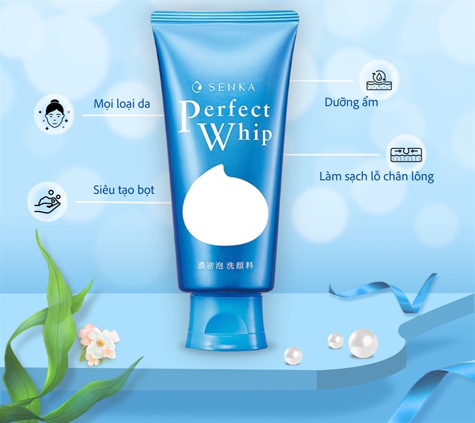 Sữa rửa mặt Senka Perfect Whip Nhật Bản 120g (xanh dương)