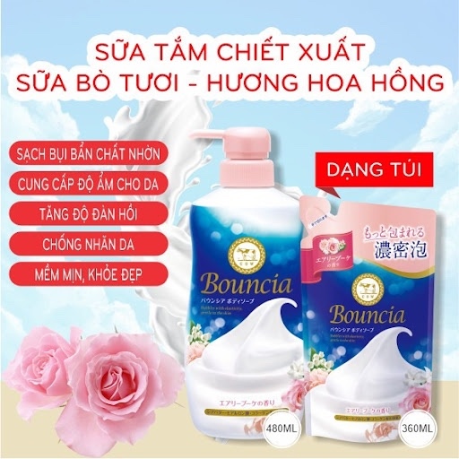 Túi sữa tắm Bouncia túi Hương hoa hồng Nhật Bản