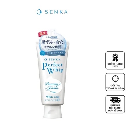 Sữa rửa mặt đất sét trắng Senka Perfect White Clay Nhật Bản 120g( trắng mới)