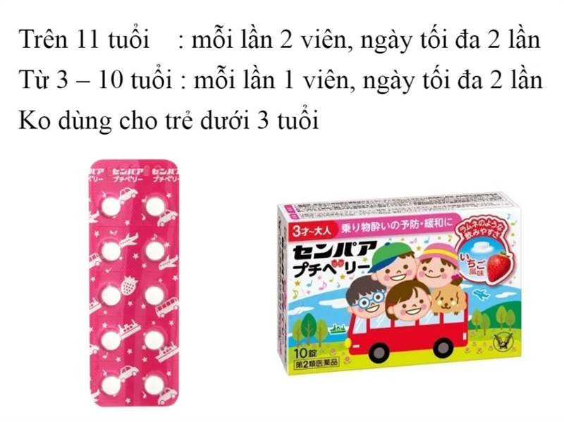 Thuốc say tàu xe Senpaa Petit Berry Nhật Bản 10 viên