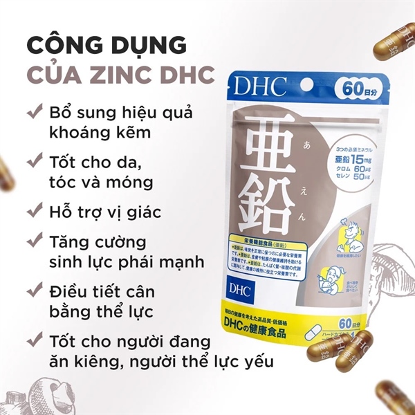 Viên uống bổ sung kẽm DHC Nhật Bản 60 viên
