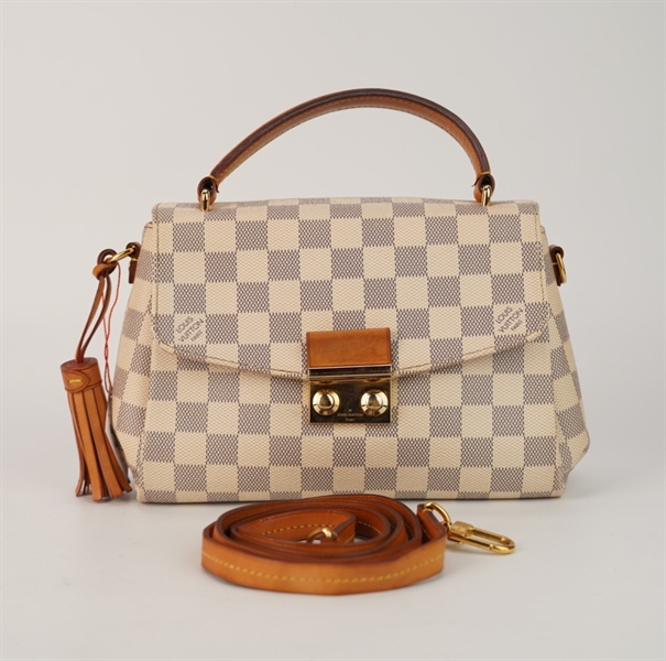 Túi LV cluny ô vuông xám tua rua sz 23cm +