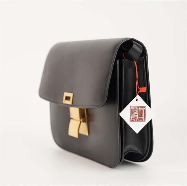 Túi Celine đen sz 23 khóa vàng +