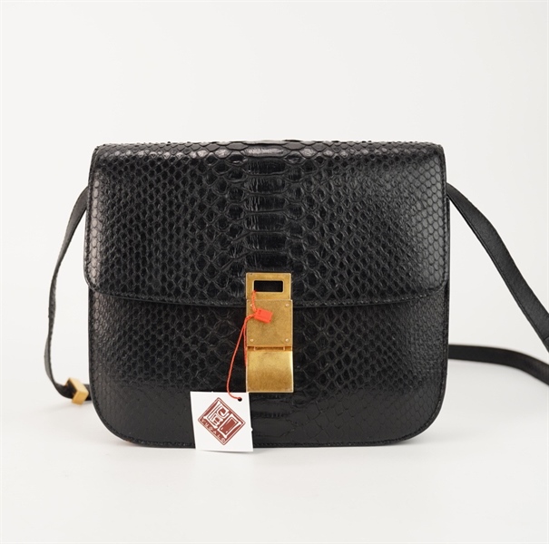 Túi Celine Classic Box da trăn đen sz23 +