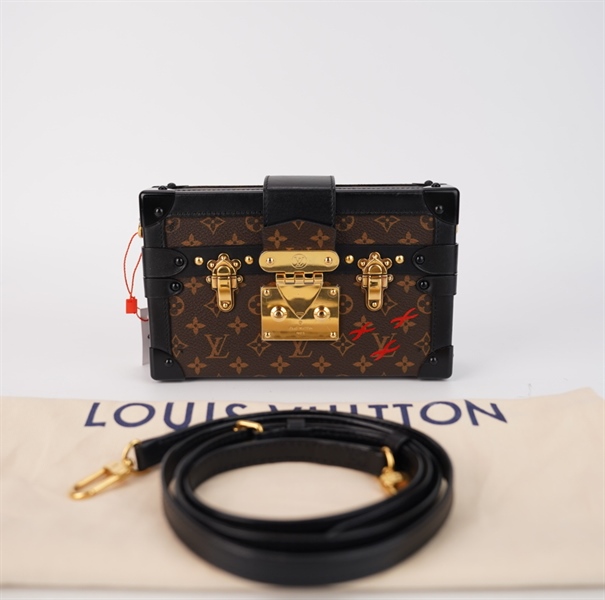 Túi LV hoa nâu viền đen 18cm TB+