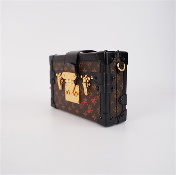 Túi LV hoa nâu viền đen 18cm TB+