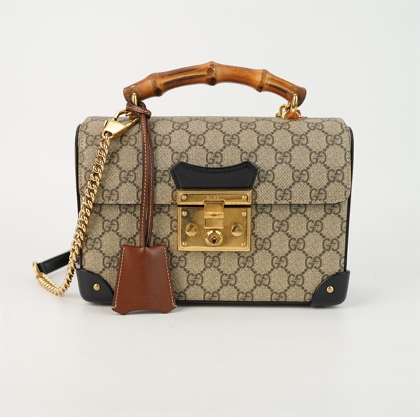 Túi GG dáng hộp màu xám quai trúc size 24 +