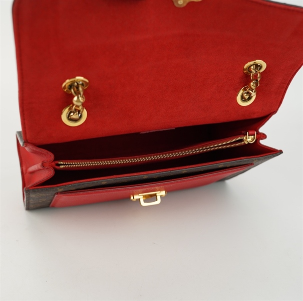 Túi LV Victoria hoa nâu phối đỏ size 26 +