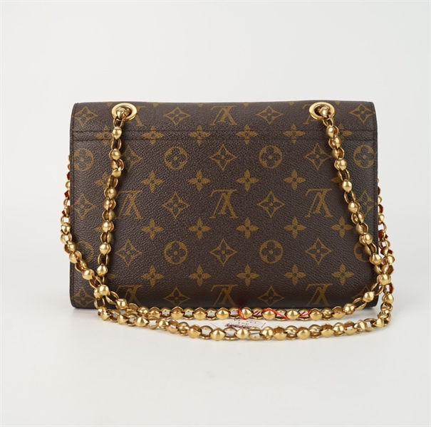 Túi LV Victoria hoa nâu phối đỏ size 26 +