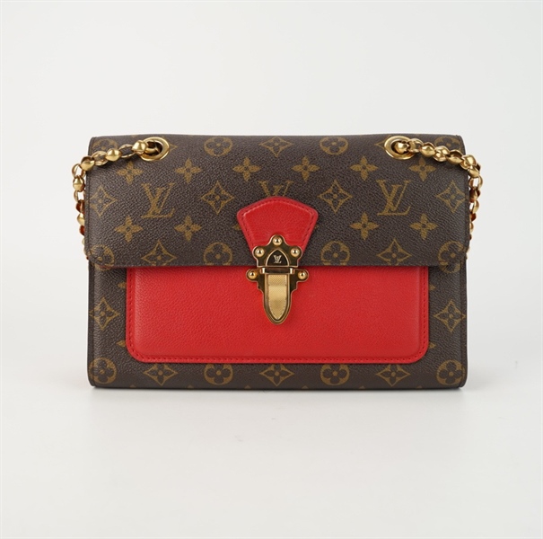 Túi LV Victoria hoa nâu phối đỏ size 26 +