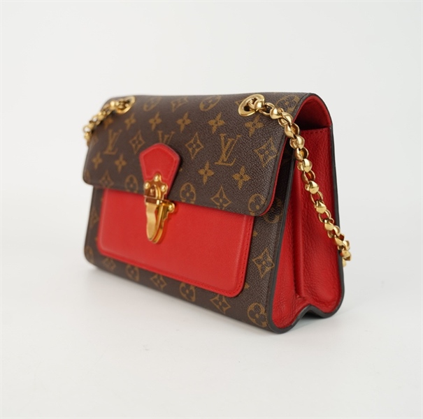 Túi LV Victoria hoa nâu phối đỏ size 26 +