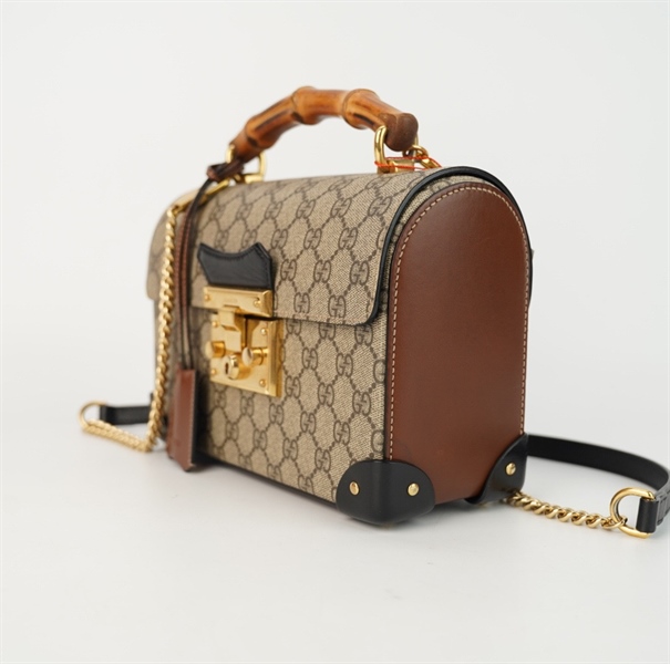 Túi GG dáng hộp màu xám quai trúc size 24 +