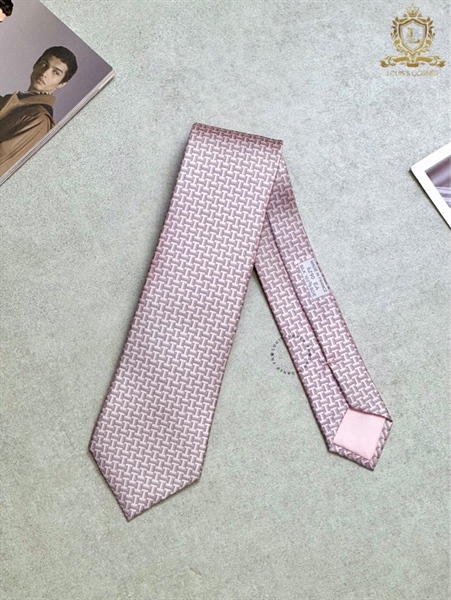 Cravate Hermes rose / blanc / gris