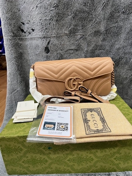 Túi GG marmont màu nâu sữa KG+