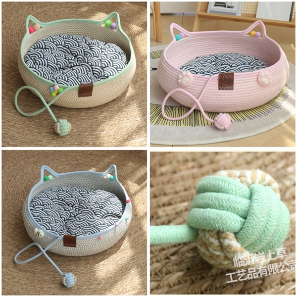 LY - Ổ thừng tai mèo cục bông có đuôi kèm đệm