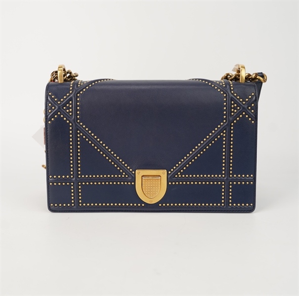 Túi Dior Woc xanh dương đính đinh tán size 25 +