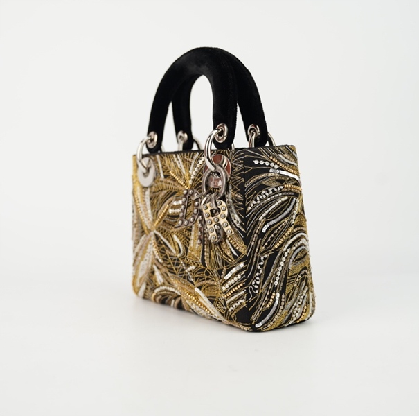 Túi Dior Lady sz mini hình bướm vàng +