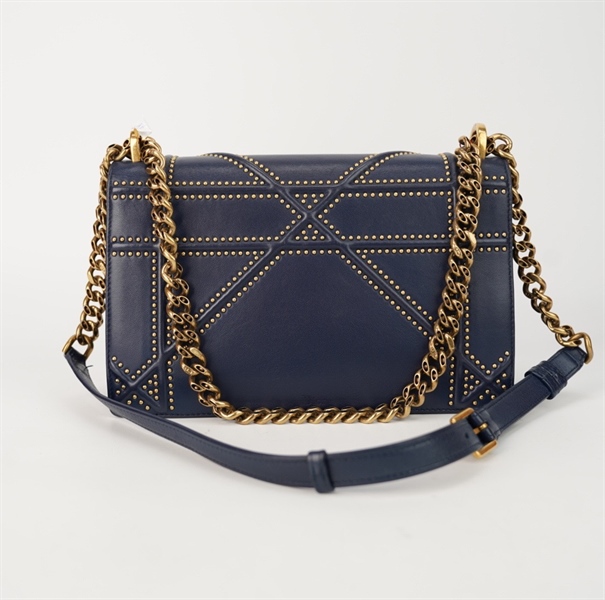 Túi Dior Woc xanh dương đính đinh tán size 25 +