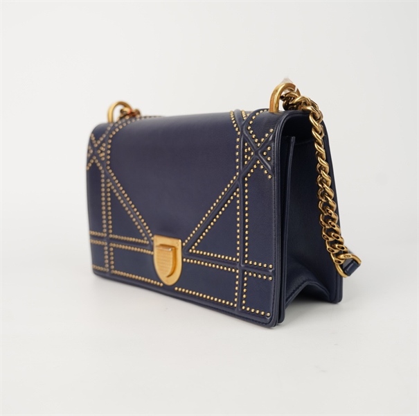 Túi Dior Woc xanh dương đính đinh tán size 25 +