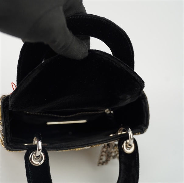 Túi Dior Lady sz mini hình bướm vàng +