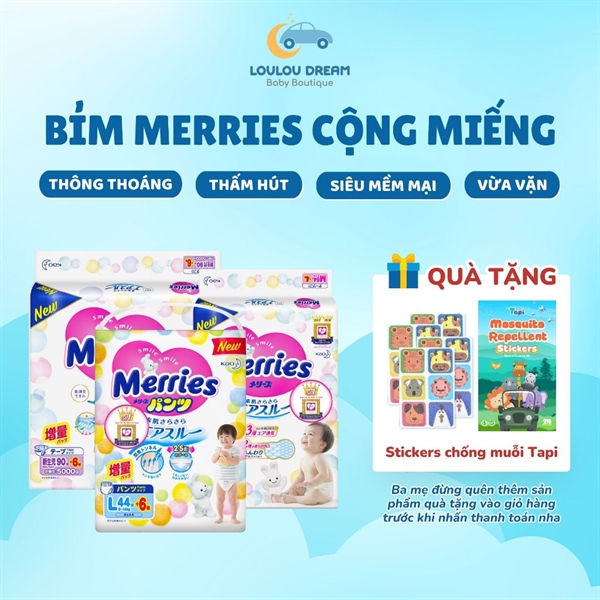 Bỉm Merries cộng miếng nội địa Nhật Bản NB dán (< 5kg)