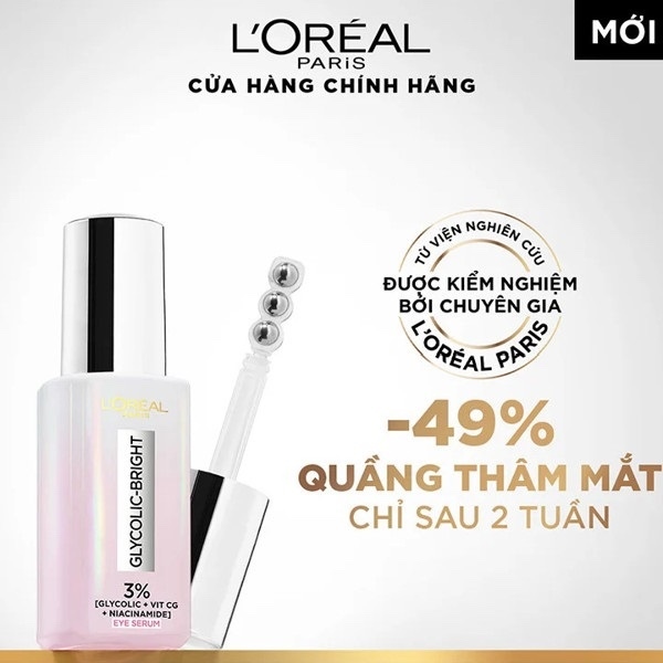 L'OREAL_Serum Dưỡng Sáng Và Mờ Thâm Vùng Mắt Glycolic Bright Dark Circle Eye 20ml