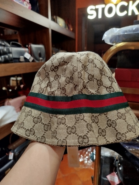 Nón GG nâu viền đỏ xanh - A Long live