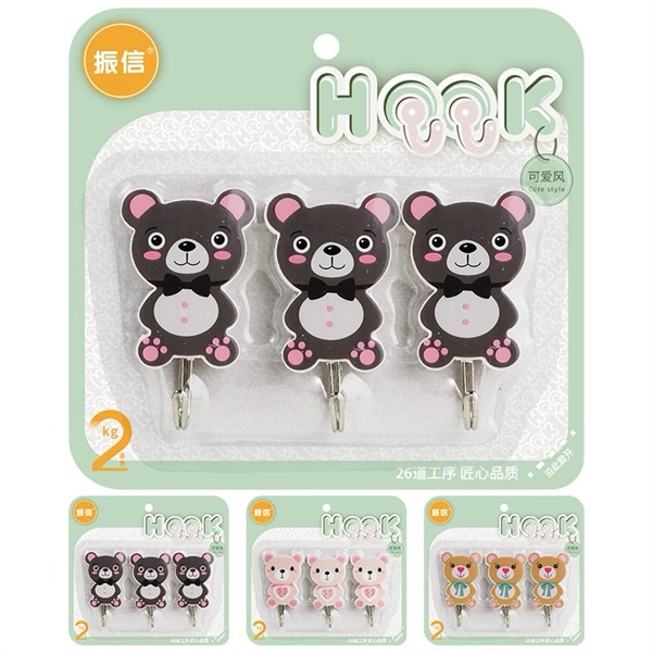 Vỉ 3 móc dán tường hình gấu
